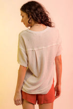 Load image into Gallery viewer, Waffle-Knit Notched Half Sleeve T-Shirt
