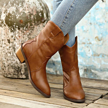 Load image into Gallery viewer, PU Leather Block Heel Boots
