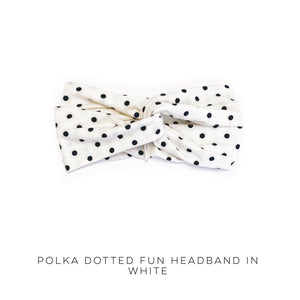 Polka Dotted Fun Headband in White