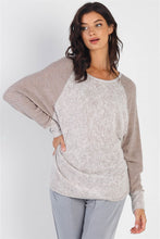 Load image into Gallery viewer, Cherish Apparel Round Neck Long Sleeve Contrast Top
