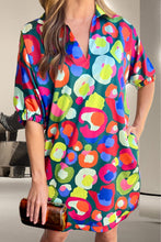Load image into Gallery viewer, Printed Johnny Collar Half Sleeve Mini Dress
