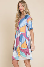 Load image into Gallery viewer, BOMBOM Ruched Color Block Short Sleeve Dress
