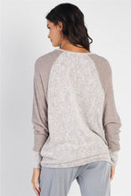 Load image into Gallery viewer, Cherish Apparel Round Neck Long Sleeve Contrast Top
