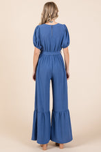 Load image into Gallery viewer, GeeGee Full Size V-Neck Belted Wide Leg Jumpsuit
