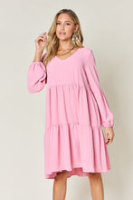 Load image into Gallery viewer, Double Take Full Size V-Neck Balloon Sleeve Tiered Dress
