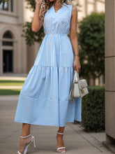 Load image into Gallery viewer, Striped Notched Sleeveless Midi Dress
