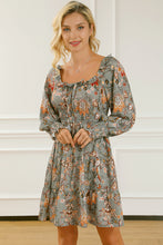 Load image into Gallery viewer, Printed Smocked Lantern Sleeve Tiered Dress
