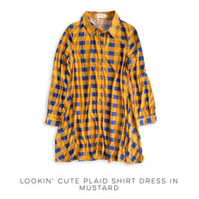 Load image into Gallery viewer, Lookin&#39; Cute Plaid Shirt Dress in Mustard
