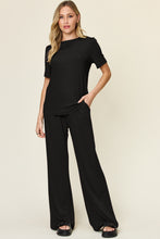 Load image into Gallery viewer, Double Take Full Size Round Neck Short Sleeve T-Shirt and Wide Leg Pants Set
