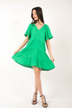 Load image into Gallery viewer, VERY J Texture V-Neck Ruffled Tiered Dress
