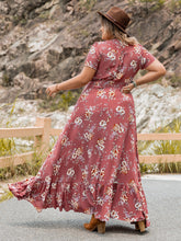 Load image into Gallery viewer, Plus Size Floral Slit Ruffle Hem Dress

