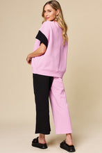 Load image into Gallery viewer, Double Take Full Size Texture Contrast T-Shirt and Wide Leg Pants Set
