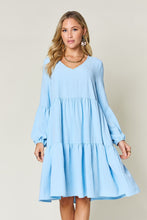 Load image into Gallery viewer, Double Take Full Size V-Neck Balloon Sleeve Tiered Dress
