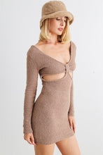 Load image into Gallery viewer, HERA COLLECTION Fluffy Bow Cut-Out Detail Long Sleeve Mini Dress
