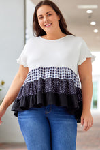 Load image into Gallery viewer, Plus Size Plaid Color Block Tiered Blouse
