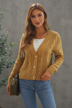 Load image into Gallery viewer, Cable-Knit Button Up Dropped Shoulder Cardigan
