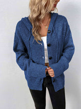 Load image into Gallery viewer, Button-Down Long Sleeve Hooded Sweater
