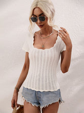 Load image into Gallery viewer, Scalloped Hem Square Neck Knit Top

