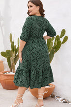 Load image into Gallery viewer, Plus Size Printed Surplice Ruffle Hem Dress

