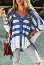 Load image into Gallery viewer, Striped Button Up Batwing Sleeve Cardigan
