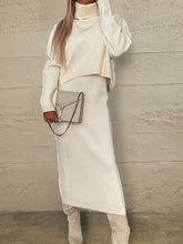 Load image into Gallery viewer, Turtleneck Dropped Shoulder Sweater and Midi Dress Sweater Set
