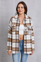 Load image into Gallery viewer, Plaid Button Up Dropped Shoulder Outerwear
