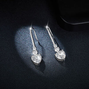 5.44 Carat 925 Sterling Silver Moissanite Heart Drop Earrings
