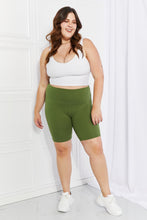 Load image into Gallery viewer, Zenana Fearless Full Size Brushed Biker Shorts in Olive
