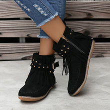 Load image into Gallery viewer, Studded Fringe Round Toe Boots
