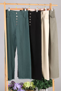 Very stretchy solid button pants (P18659)