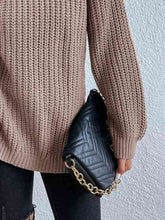 Load image into Gallery viewer, Full Size Turtleneck Rib-Knit Slit Sweater
