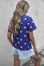 Load image into Gallery viewer, USA Star Print Round Neck T-Shirt

