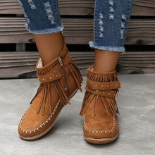 Load image into Gallery viewer, Studded Fringe Round Toe Boots
