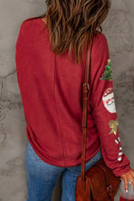 Load image into Gallery viewer, Santa Sequin Round Neck Long Sleeve Blouse
