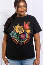 Load image into Gallery viewer, Simply Love Full Size Flower &amp; Butterfly Graphic Cotton Tee
