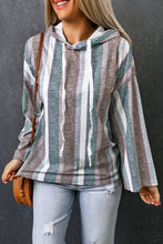 Load image into Gallery viewer, Striped Drawstring Detail Drop Shoulder Hoodie
