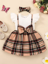 Load image into Gallery viewer, Girls Plaid Bow Detail Ribbed Dress
