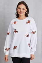 Load image into Gallery viewer, Football Sequin Patch Long Sleeve Sweatshirt
