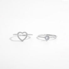 Load image into Gallery viewer, 2 Piece Heart Shape Zircon 925 Sterling Silver Ring
