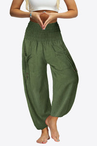 Smocked Long Joggers with Pockets