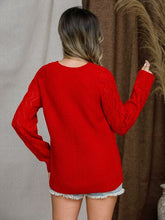 Load image into Gallery viewer, Openwork Round Neck Raglan Sleeve Sweater
