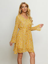 Load image into Gallery viewer, Floral Drawstring Waist V-Neck Dress
