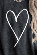 Load image into Gallery viewer, Heart Round Neck Dropped Shoulder Sweatshirt
