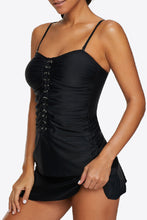 Load image into Gallery viewer, Lace-Up Ruched Two-Piece Swimsuit
