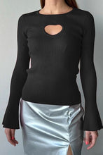 Load image into Gallery viewer, Cutout Round Neck Flare Sleeve Knit Top
