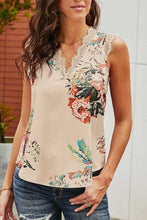 Load image into Gallery viewer, Lace Detail Printed V-Neck Tank
