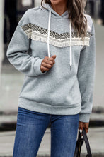 Load image into Gallery viewer, Contrast Fringe Detail Dropped Shoulder Hoodie
