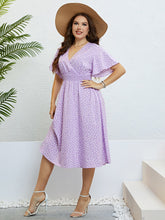 Load image into Gallery viewer, Plus Size Printed Smocked Waist Surplice Dress
