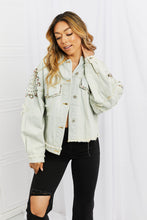 Load image into Gallery viewer, POL Bead It Up Beaded Denim Jacket
