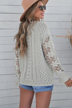 Load image into Gallery viewer, Openwork Lantern Sleeve Dropped Shoulder Sweater
